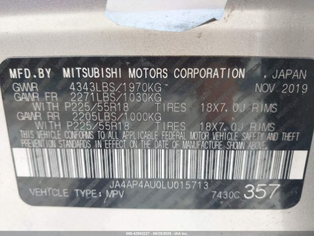 2020 MITSUBISHI OUTLANDER SPORT JA4AP4AU0LU015713 Photo 8