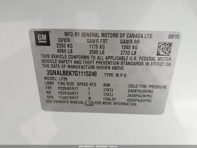 2GNALBEK7G1115248 Chevrolet lea - e85 max, aluminum