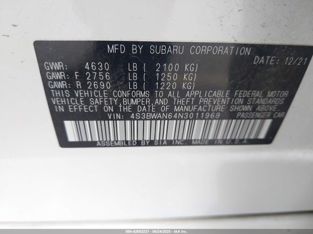 Subaru na, u5 2022 4S3BWAN64N3011969 Image 9