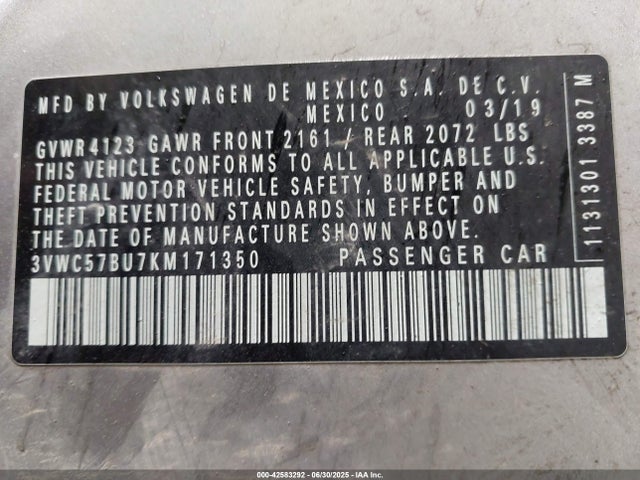 Volkswagen 1.4 tsi 2019 3VWC57BU7KM171350 Image 9