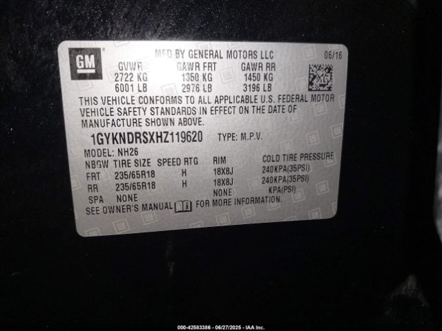 2017 CADILLAC XT5 1GYKNDRSXHZ119620 Photo 8