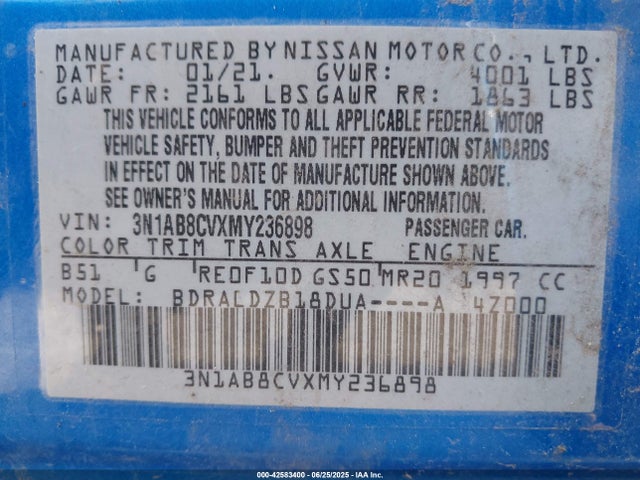 3N1AB8CVXMY236898 Nissan 2021