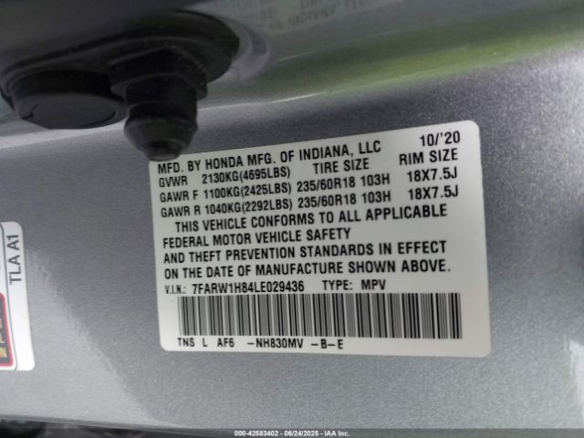 2020 HONDA CR-V 7FARW1H84LE029436 Photo 8