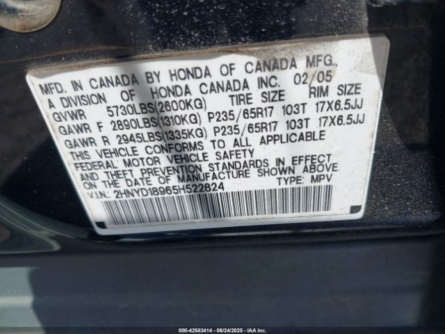 2005 ACURA MDX 2HNYD18965H522824 Photo 8