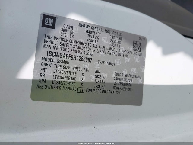 1GCWGAFF9H1286007 Chevrolet l20 - engine flexible fuel, iron