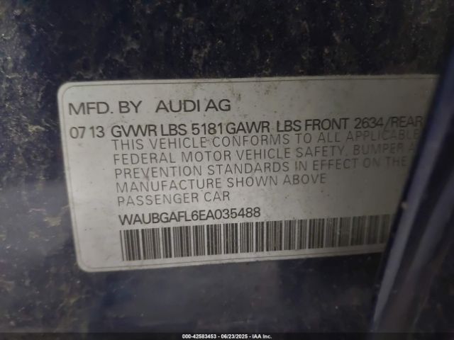 2014 AUDI S4 WAUBGAFL6EA035488 Photo 8