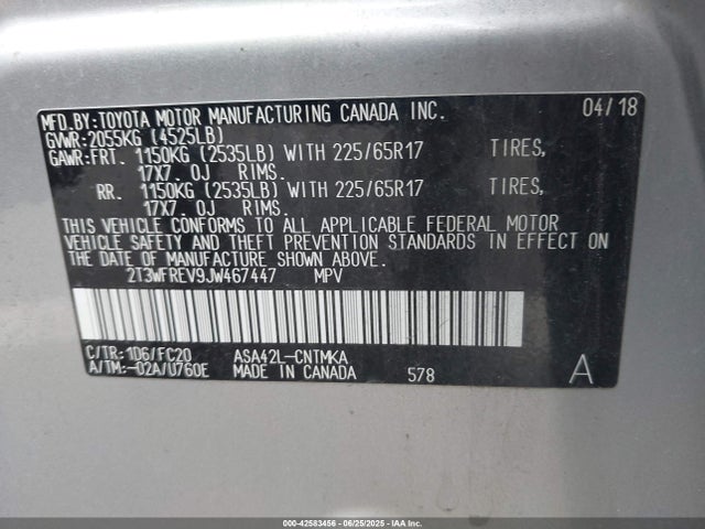 Toyota 2ar-fe 2018 2T3WFREV9JW467447 Image 9