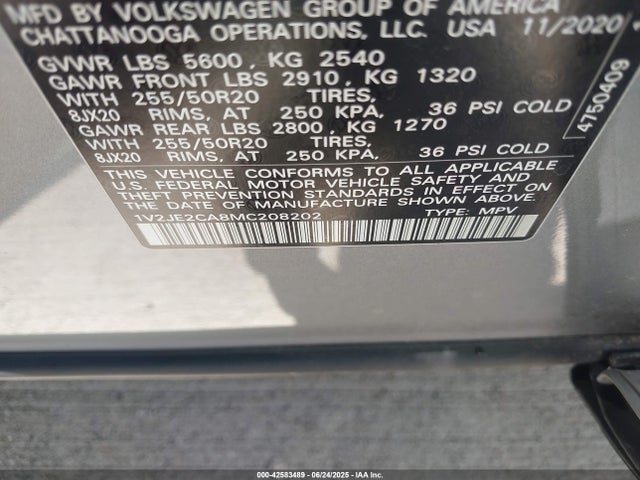 Volkswagen 3.6 fsi 2021 1V2JE2CA8MC208202 Image 9
