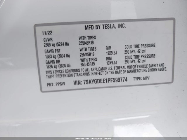 2023 TESLA MODEL Y 7SAYGDEE1PF599774 Photo 8