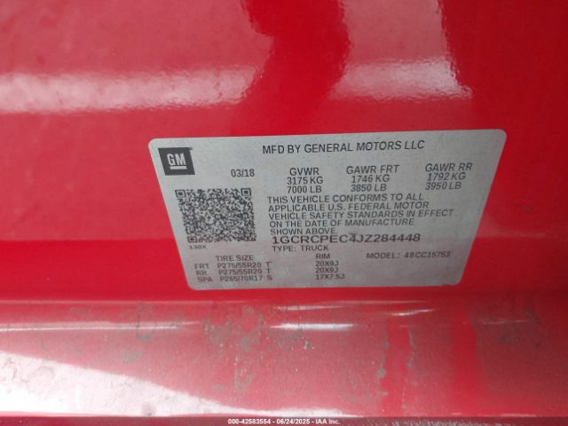 2018 CHEVROLET SILVERADO 1500 1GCRCPEC4JZ284448 Photo 8