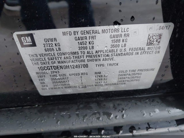 1GCGTDEN0H1249700 Chevrolet lg2 - di: direct injection, vvt: variable valve timing, alum, var2, gen2