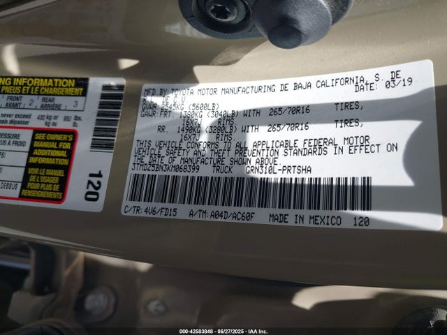 3TMDZ5BN3KM068399 Toyota 2gr-fks
