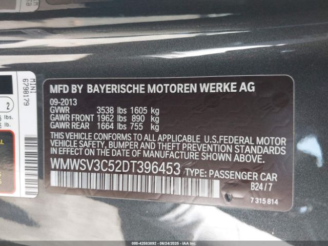 2013 MINI HARDTOP WMWSV3C52DT396453 Photo 8
