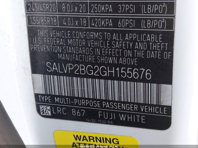 SALVP2BG2GH155676 Land Rover gtdi lev3 sulev30