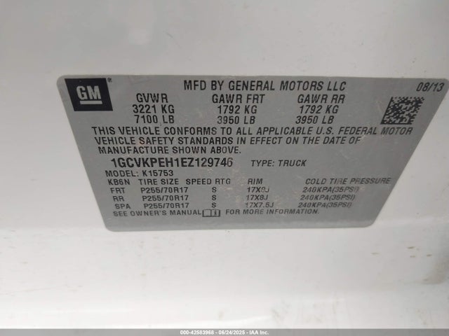 1GCVKPEH1EZ129746 Chevrolet lv3 - vvt, aluminum, e85 max
