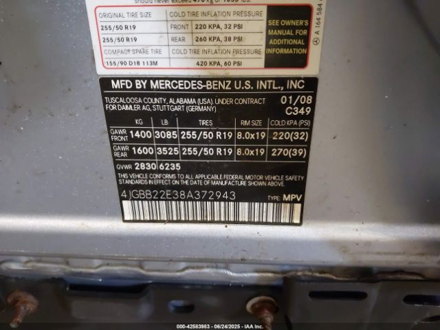 2008 MERCEDES-BENZ ML 320 CDI 4JGBB22E38A372943 Photo 8