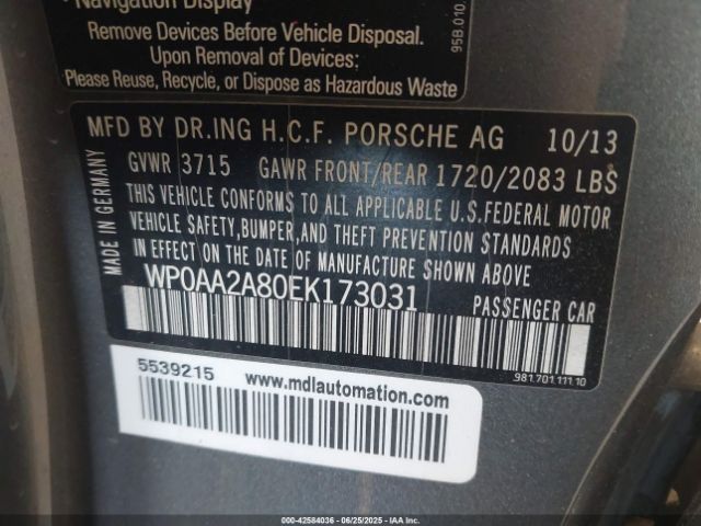 2014 PORSCHE CAYMAN WP0AA2A80EK173031 Photo 8