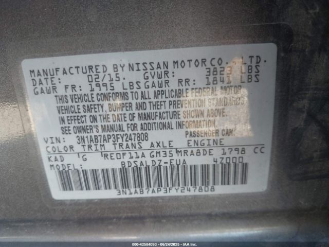3N1AB7AP3FY247808 Nissan Sentra