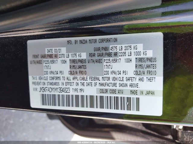 JM3KFACM1M1394823 Mazda py cylinder decativation
