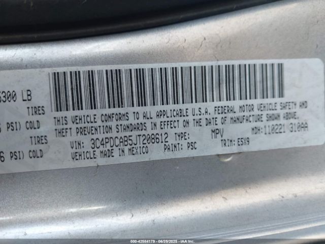 2018 DODGE JOURNEY 3C4PDCAB5JT208612 Photo 8