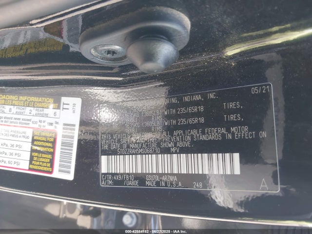 Toyota 2gr-fks 2021 5TDZZRAH5MS068710 Image 9
