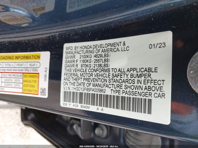 1HGCY2F85PA005862 Honda lfc5