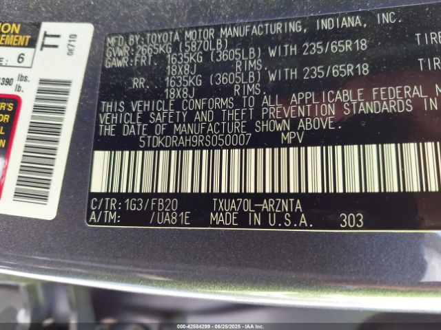 5TDKDRAH9RS050007 Toyota t24a-fts