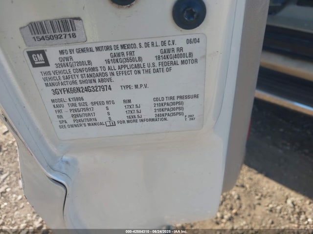 2004 CADILLAC ESCALADE ESV 3GYFK66N24G327974 Photo 8