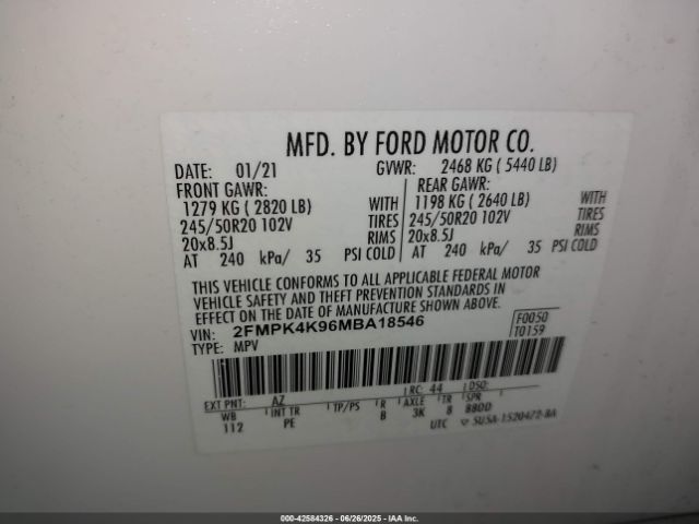 2021 FORD EDGE 2FMPK4K96MBA18546 Photo 8