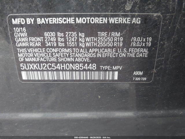 BMW 2017 2017 5UXKU2C54H0N85448 Image 9