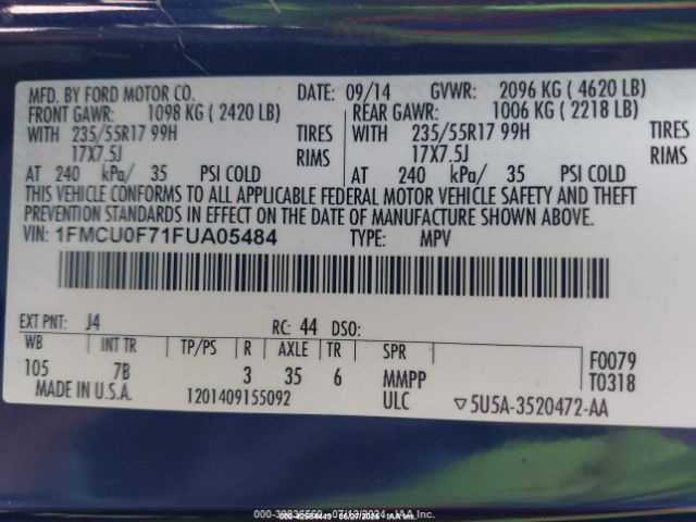 2015 FORD ESCAPE 1FMCU0F71FUA05484 Photo 8