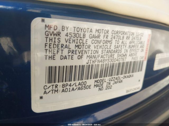 2003 LEXUS SC 430 JTHFN48Y530040767 Photo 8