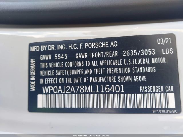 2021 PORSCHE PANAMERA WP0AJ2A78ML116401 Photo 8