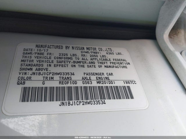 JN1BJ1CP2HW033534 Nissan 2017