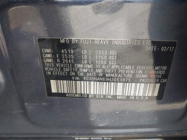 Subaru u5 2017 4S3BNAN69H3051875 Image 9