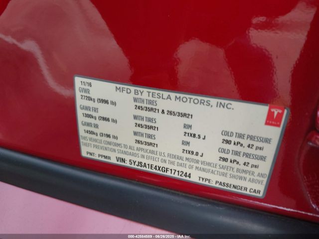 2016 TESLA MODEL S 5YJSA1E4XGF171244 Photo 8