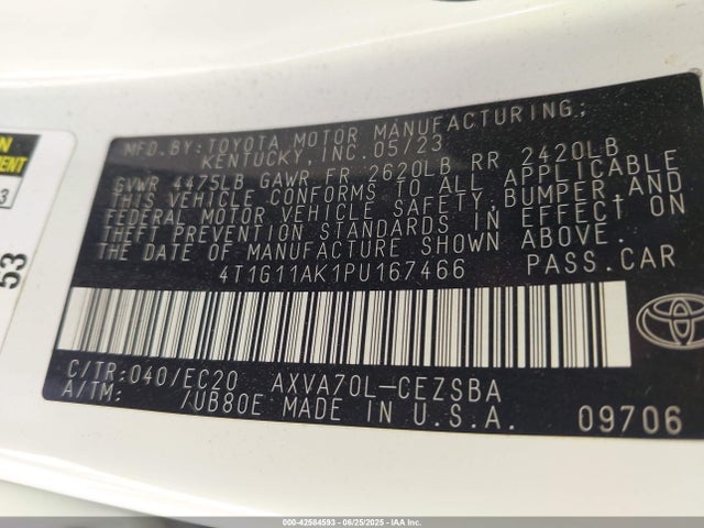 4T1G11AK1PU167466 Toyota a25a-fks