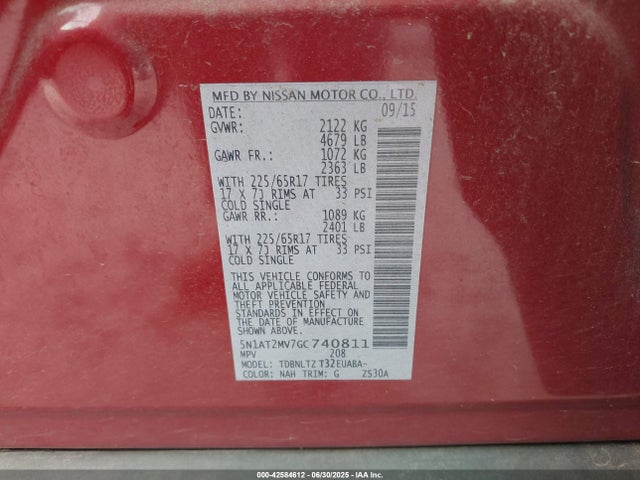 5N1AT2MV7GC740811 Nissan 2016