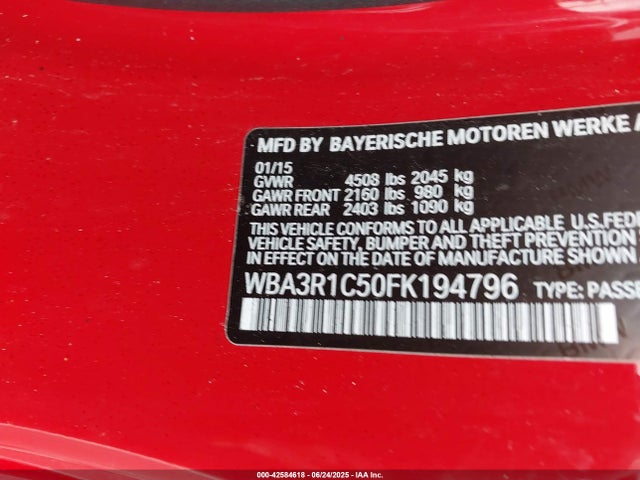 BMW 2015 2015 WBA3R1C50FK194796 Image 9