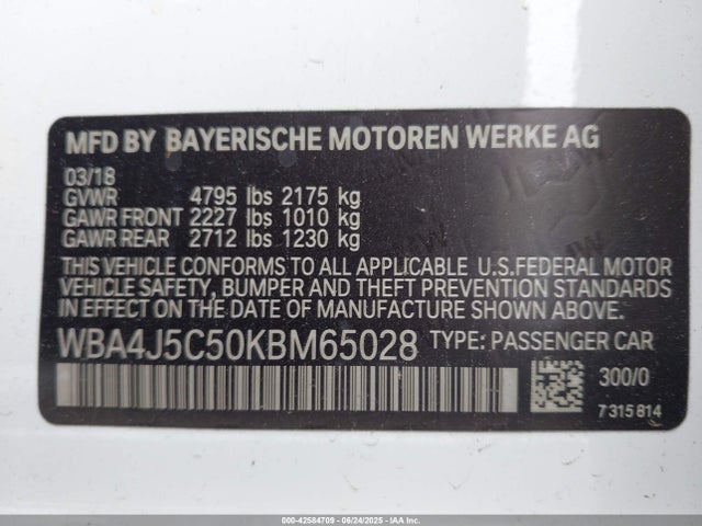 BMW 2019 2019 WBA4J5C50KBM65028 Image 9
