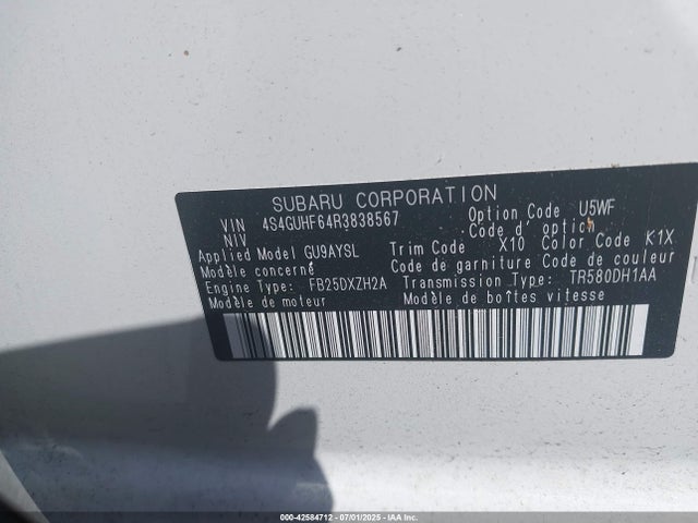 4S4GUHF64R3838567 Subaru na