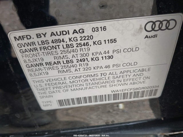 2016 AUDI Q3 WA1EFCFS8GR020334 Photo 8