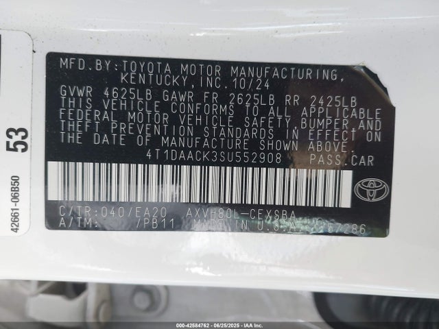 Toyota a25a-fxs 2025 4T1DAACK3SU552908 Image 9