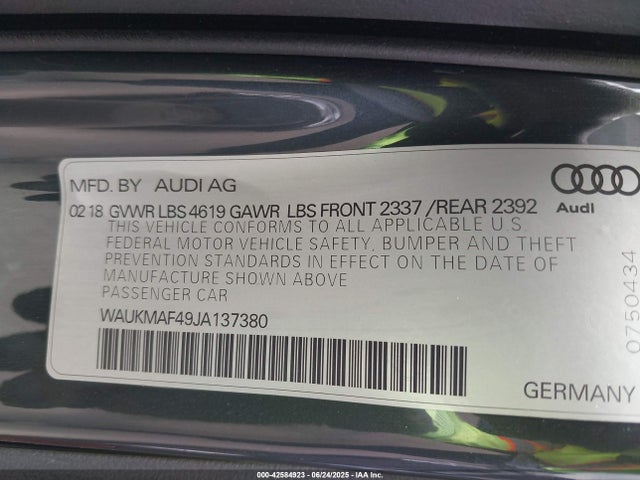 2018 AUDI A4 WAUKMAF49JA137380 Photo 8