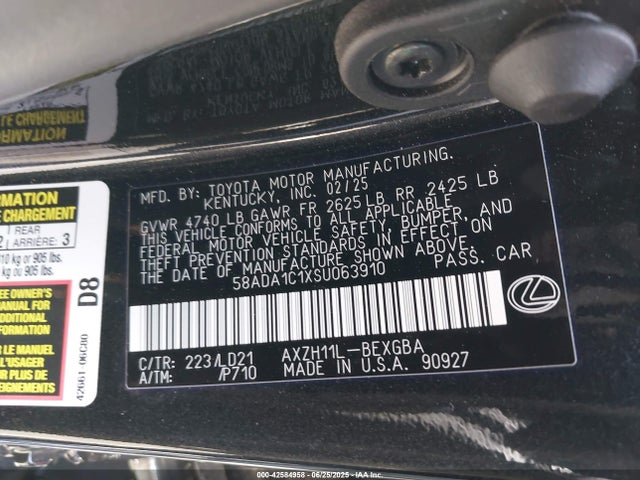 Lexus a25a-fxs 2025 58ADA1C1XSU063910 Image 9