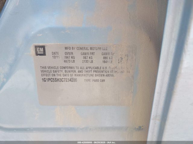 2012 CHEVROLET CRUZE 1G1PC5SH3C7234286 Photo 8