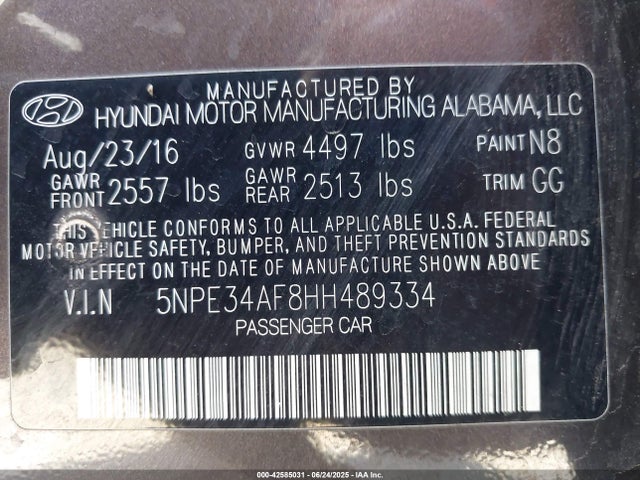 Hyundai Sonata 2017 5NPE34AF8HH489334 Image 9