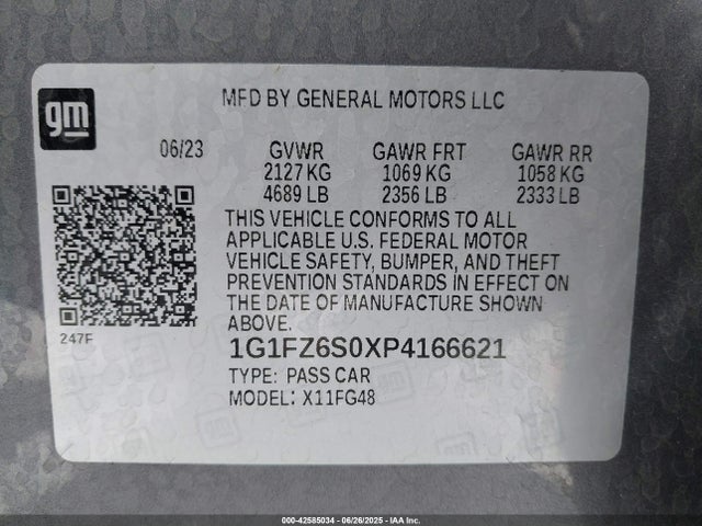 1G1FZ6S0XP4166621 Chevrolet 2023