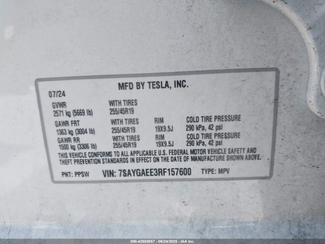 2024 TESLA MODEL Y 7SAYGAEE3RF157600 Photo 8