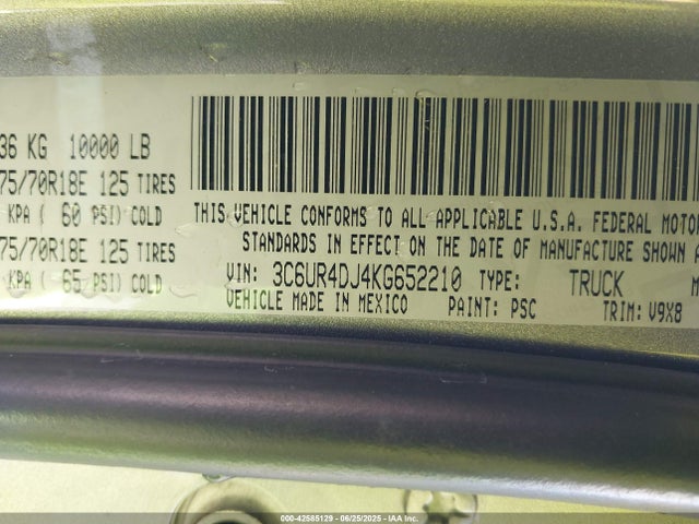 RAM 2019 2019 3C6UR4DJ4KG652210 Image 9